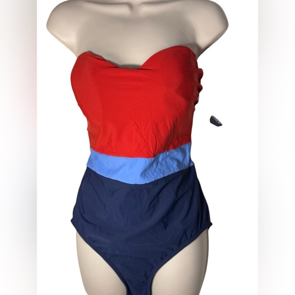 Sonnet Shores Women’s One Piece Swimsuit Womens Sizes 16 Blue and Red NWT - Picture 3 of 14